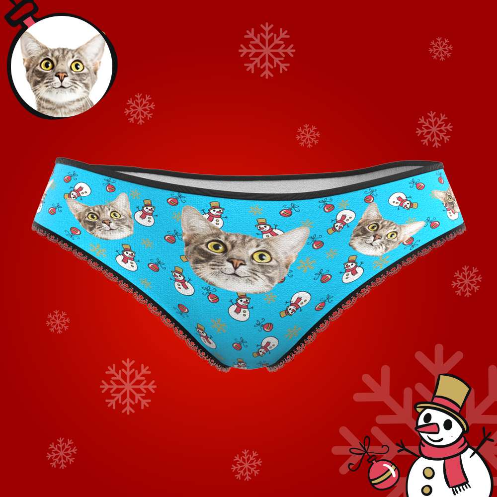 Custom Face Christmas Underwear, Funny Christmas Pet Underwear, Best Christmas Gift For Girfriend