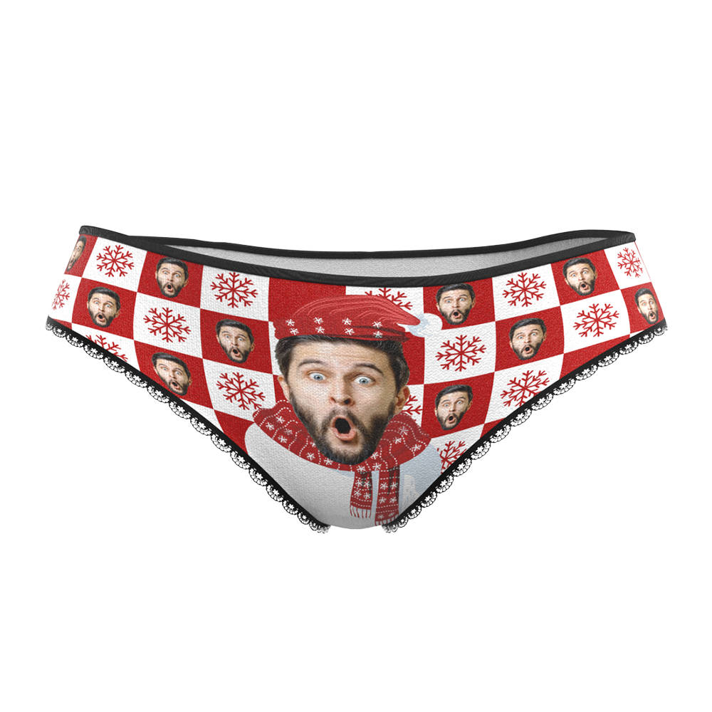 Custom Face Christmas Underwear, Custom Face Snowman Underwear, Best Christmas Gift For Girfriend