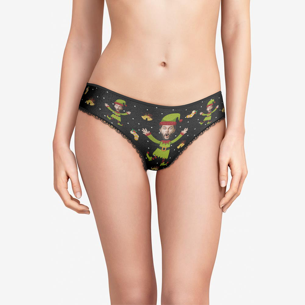 Custom Face Christmas Underwear, Custom Christmas elf Underwear, Best Christmas Gift For Girfriend