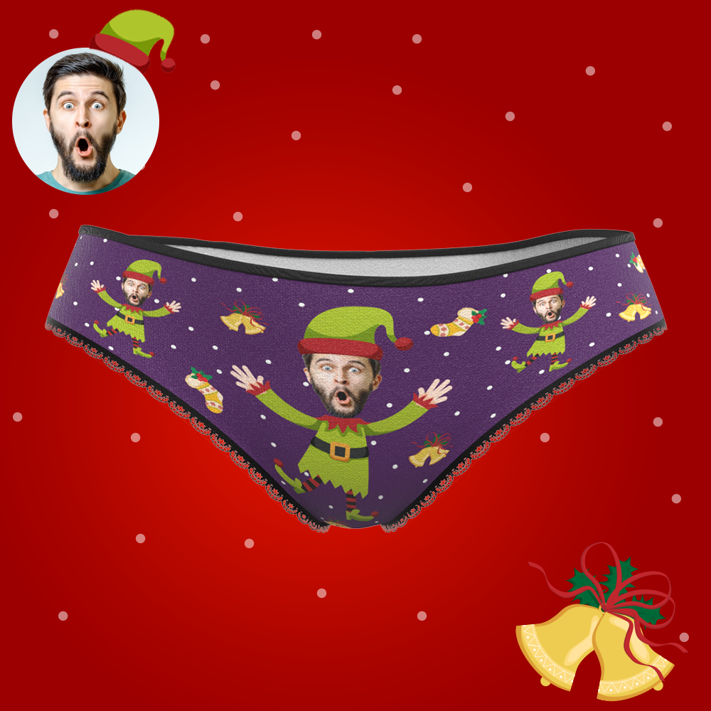 Custom Face Christmas Underwear, Custom Christmas elf Underwear, Best Christmas Gift For Girfriend