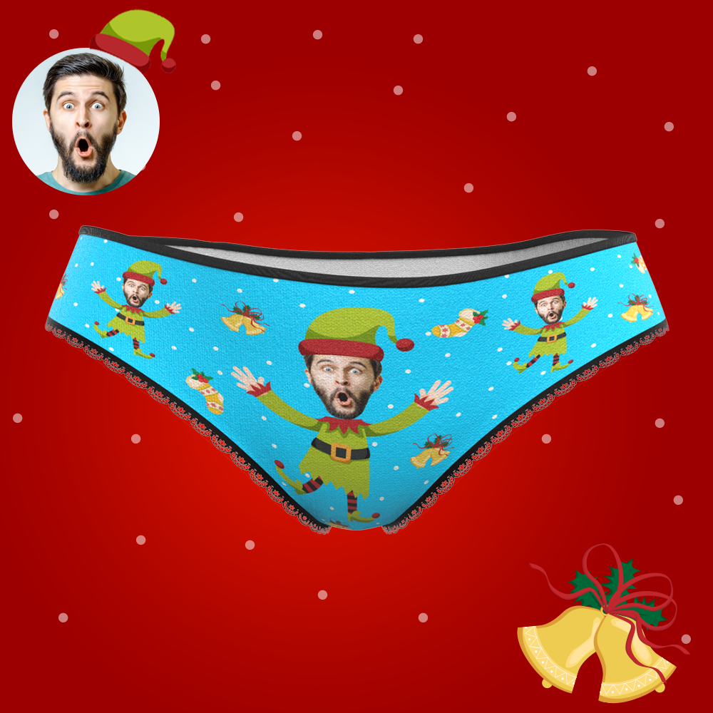 Custom Face Christmas Underwear, Custom Christmas elf Underwear, Best Christmas Gift For Girfriend