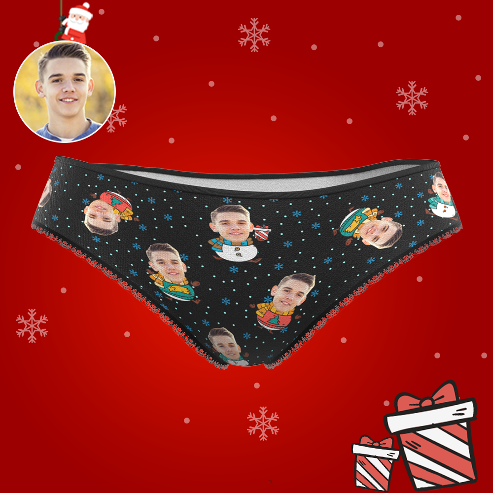 Custom Face Christmas Underwear, Cute Christmas Snowman Face Underwear, Best Christmas Gift For Girfriend