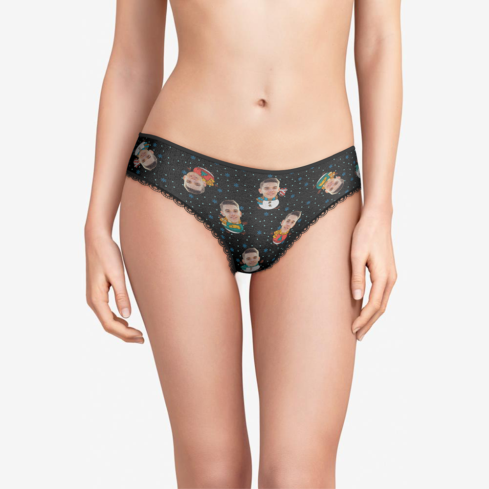 Custom Face Christmas Underwear, Cute Christmas Snowman Face Underwear, Best Christmas Gift For Girfriend