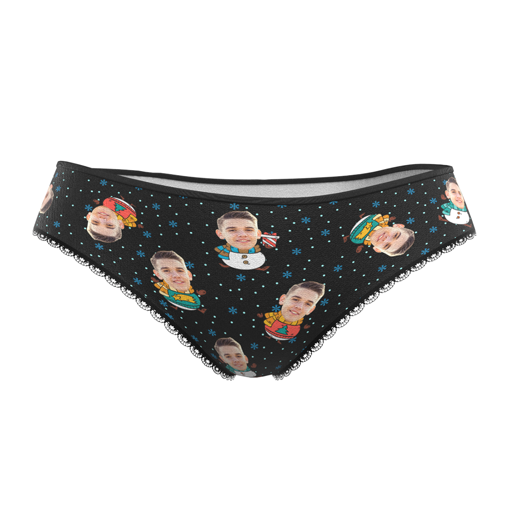 Custom Face Christmas Underwear, Cute Christmas Snowman Face Underwear, Best Christmas Gift For Girfriend