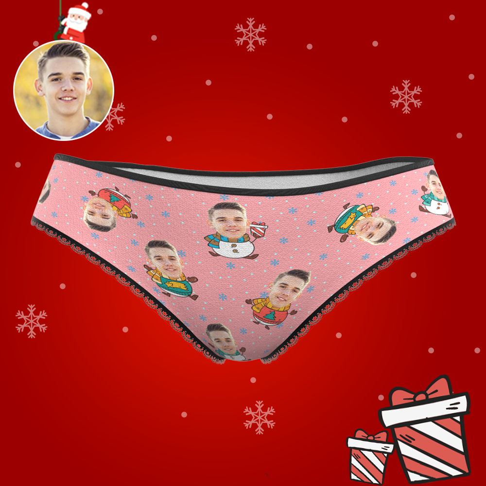 Custom Face Christmas Underwear, Cute Christmas Snowman Face Underwear, Best Christmas Gift For Girfriend