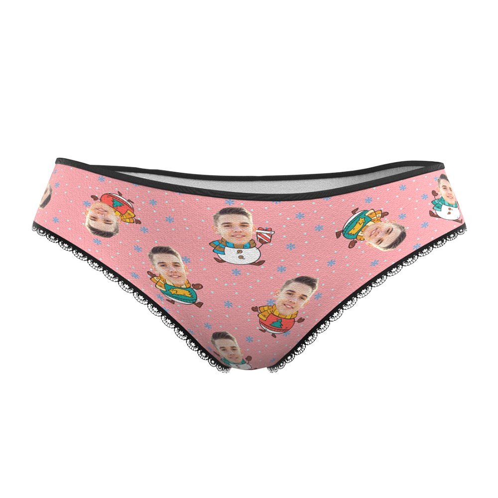 Custom Face Christmas Underwear, Cute Christmas Snowman Face Underwear, Best Christmas Gift For Girfriend