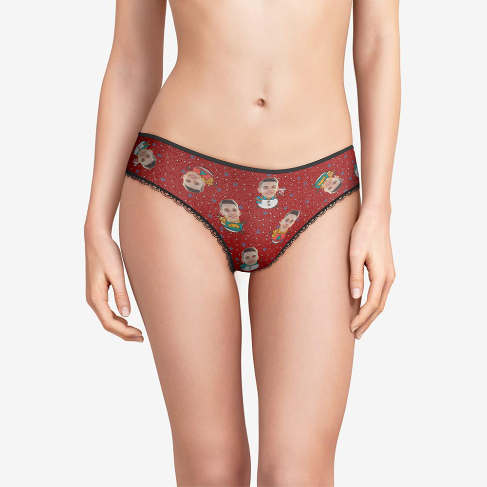 Custom Face Christmas Underwear, Cute Christmas Snowman Face Underwear, Best Christmas Gift For Girfriend