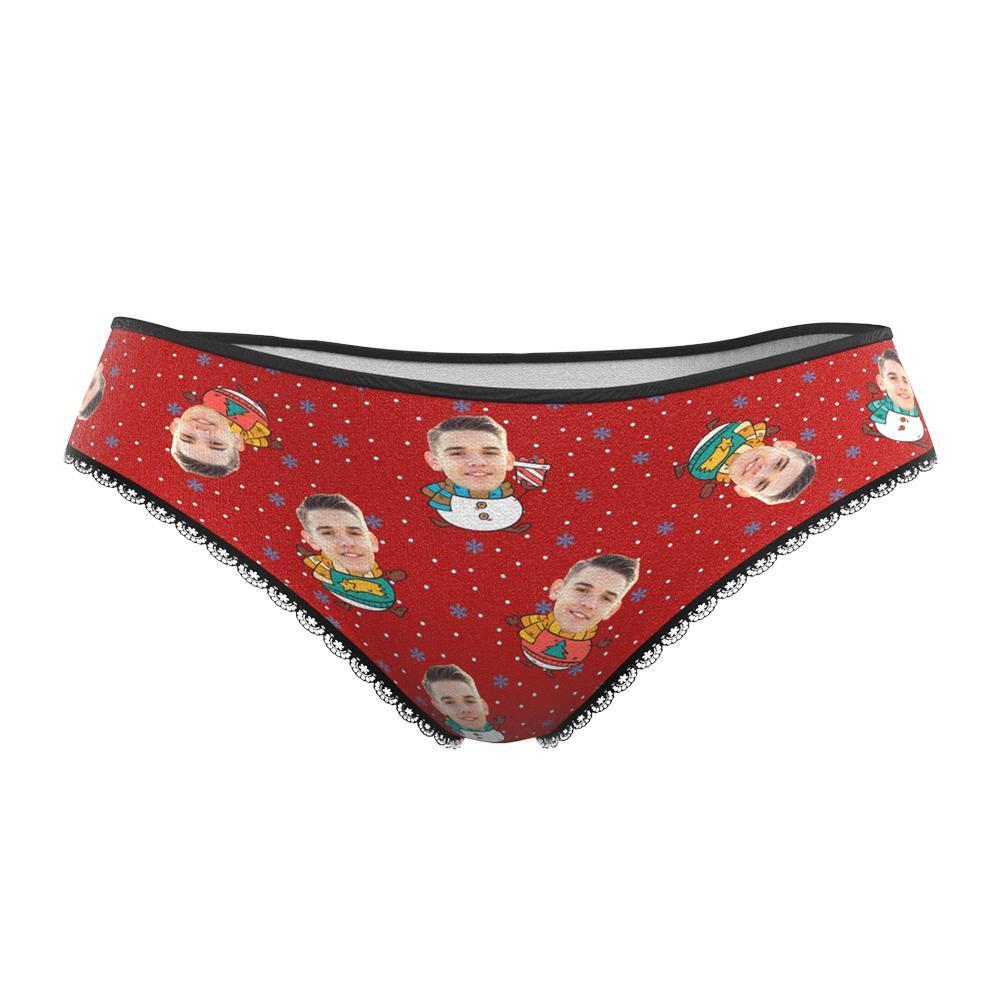 Custom Face Christmas Underwear, Cute Christmas Snowman Face Underwear, Best Christmas Gift For Girfriend