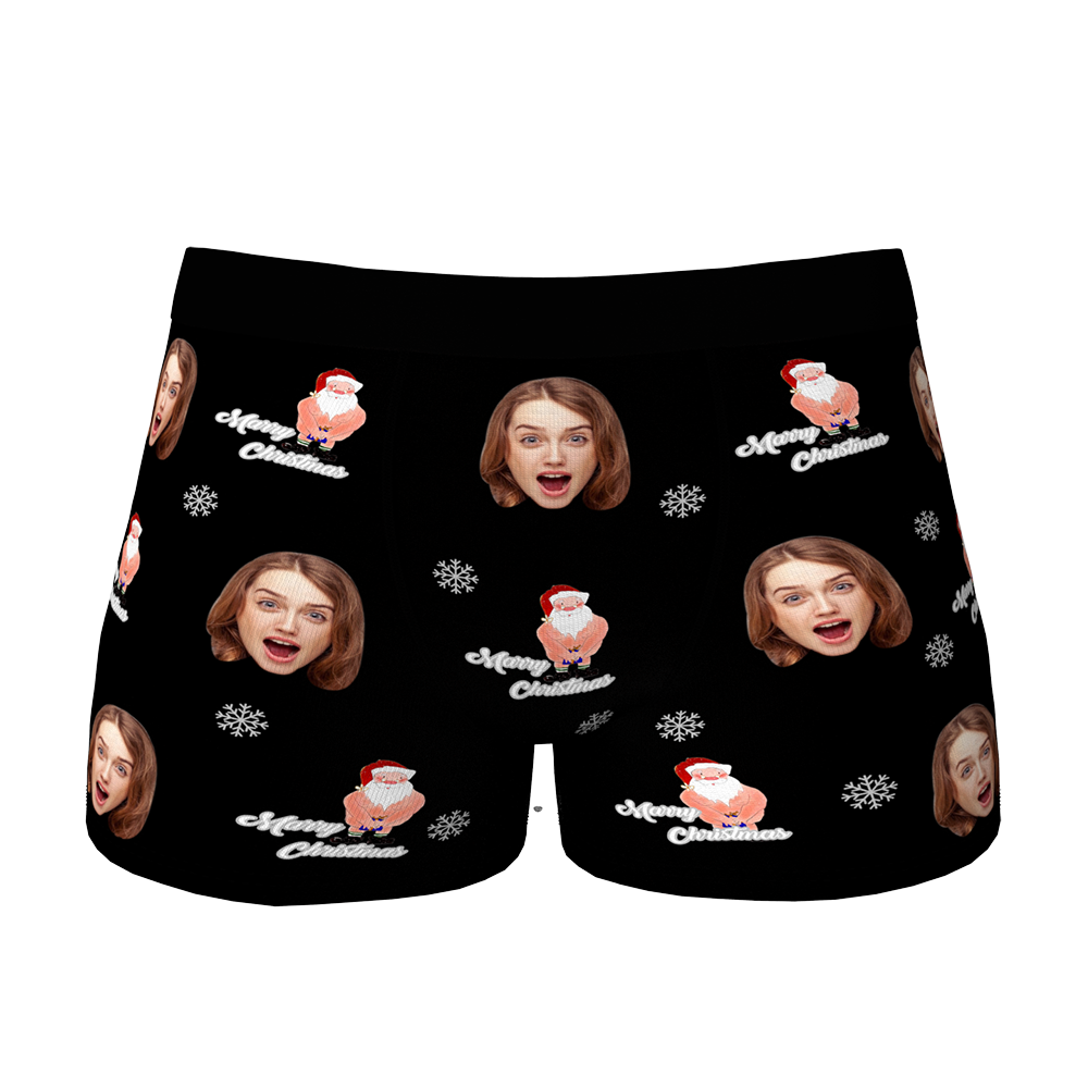 Custom Face Christmas Boxer, Funny Christmas Santa Claus Boxer, Best Christmas Gift For Boyfriend