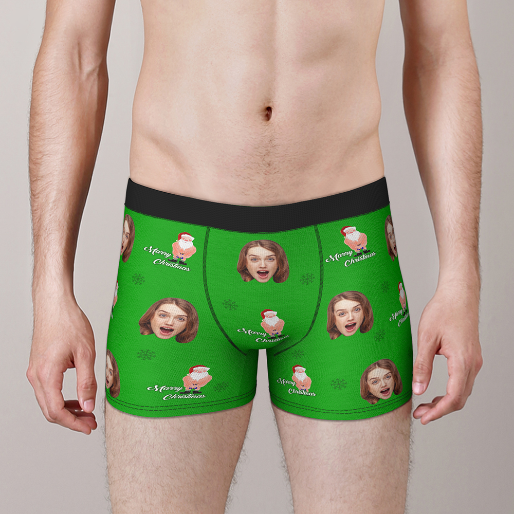 Custom Face Christmas Boxer, Funny Christmas Santa Claus Boxer, Best Christmas Gift For Boyfriend