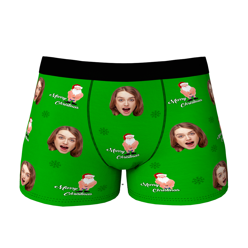 Custom Face Christmas Boxer, Funny Christmas Santa Claus Boxer, Best Christmas Gift For Boyfriend