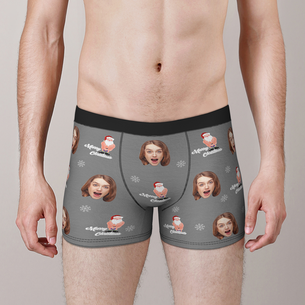 Custom Face Christmas Boxer, Funny Christmas Santa Claus Boxer, Best Christmas Gift For Boyfriend