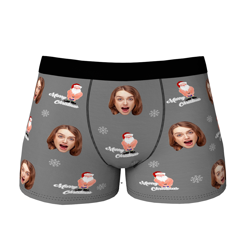 Custom Face Christmas Boxer, Funny Christmas Santa Claus Boxer, Best Christmas Gift For Boyfriend