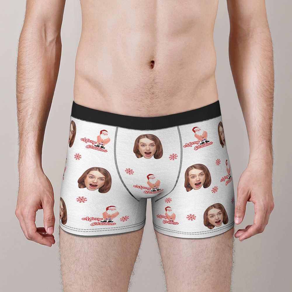 Custom Face Christmas Boxer, Funny Christmas Santa Claus Boxer, Best Christmas Gift For Boyfriend