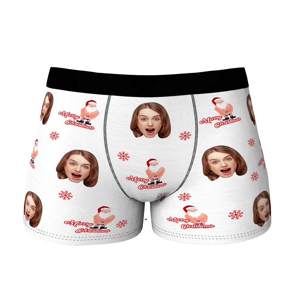 Custom Face Christmas Boxer, Funny Christmas Santa Claus Boxer, Best Christmas Gift For Boyfriend