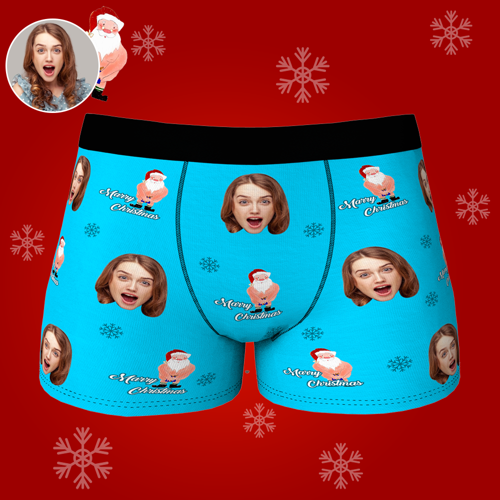 Custom Face Christmas Boxer, Funny Christmas Santa Claus Boxer, Best Christmas Gift For Boyfriend