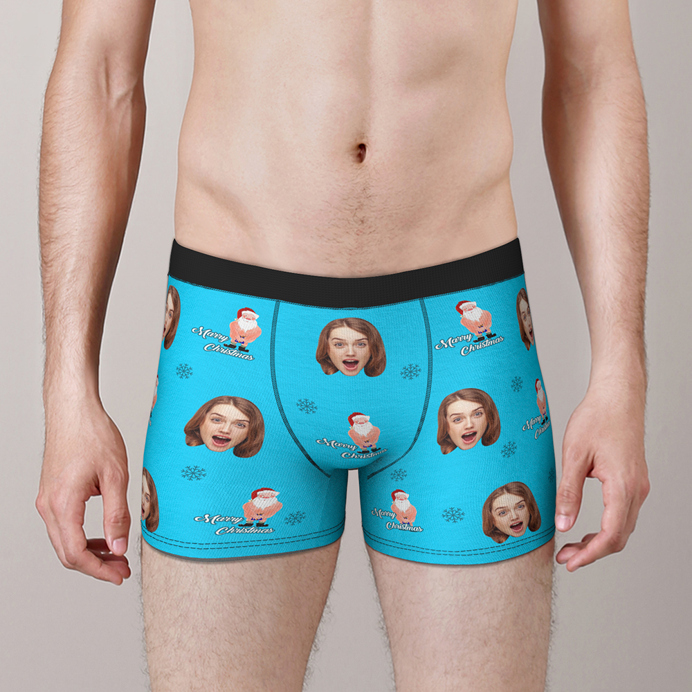 Custom Face Christmas Boxer, Funny Christmas Santa Claus Boxer, Best Christmas Gift For Boyfriend