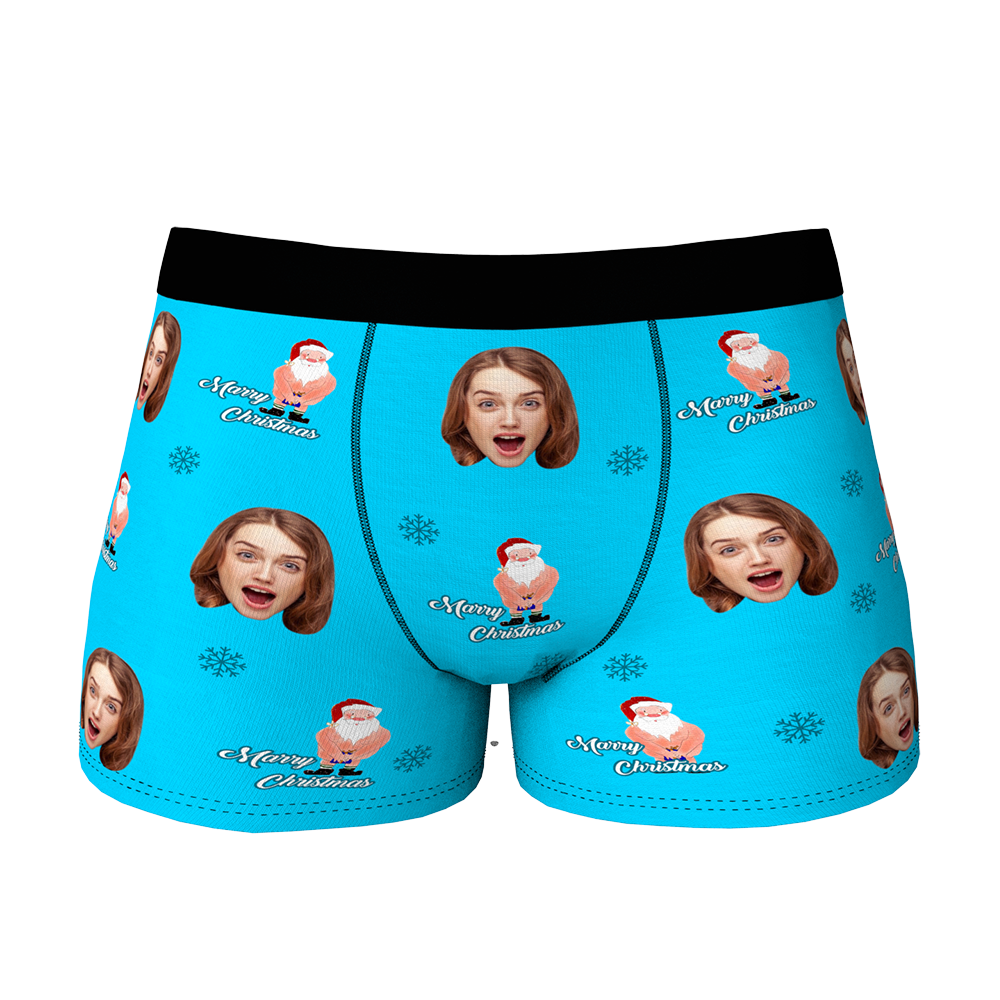 Custom Face Christmas Boxer, Funny Christmas Santa Claus Boxer, Best Christmas Gift For Boyfriend