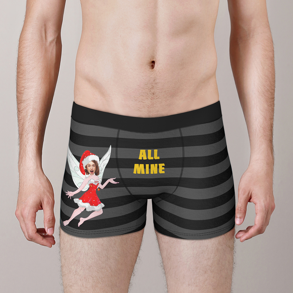Custom Face Christmas Boxer, Cute Christmas Elf Boxer, Best Christmas Gift For Boyfriend