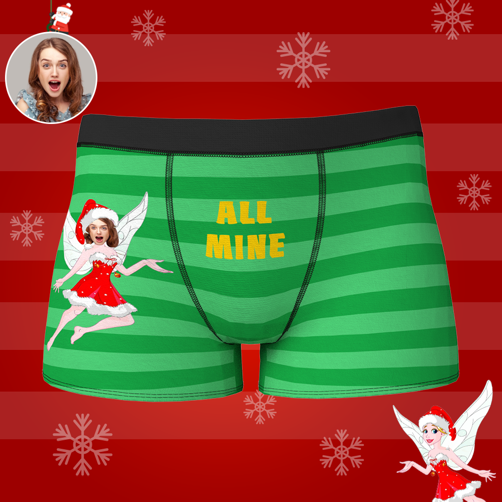 Custom Face Christmas Boxer, Cute Christmas Elf Boxer, Best Christmas Gift For Boyfriend