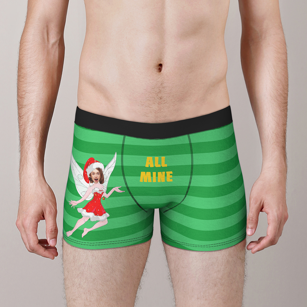 Custom Face Christmas Boxer, Cute Christmas Elf Boxer, Best Christmas Gift For Boyfriend