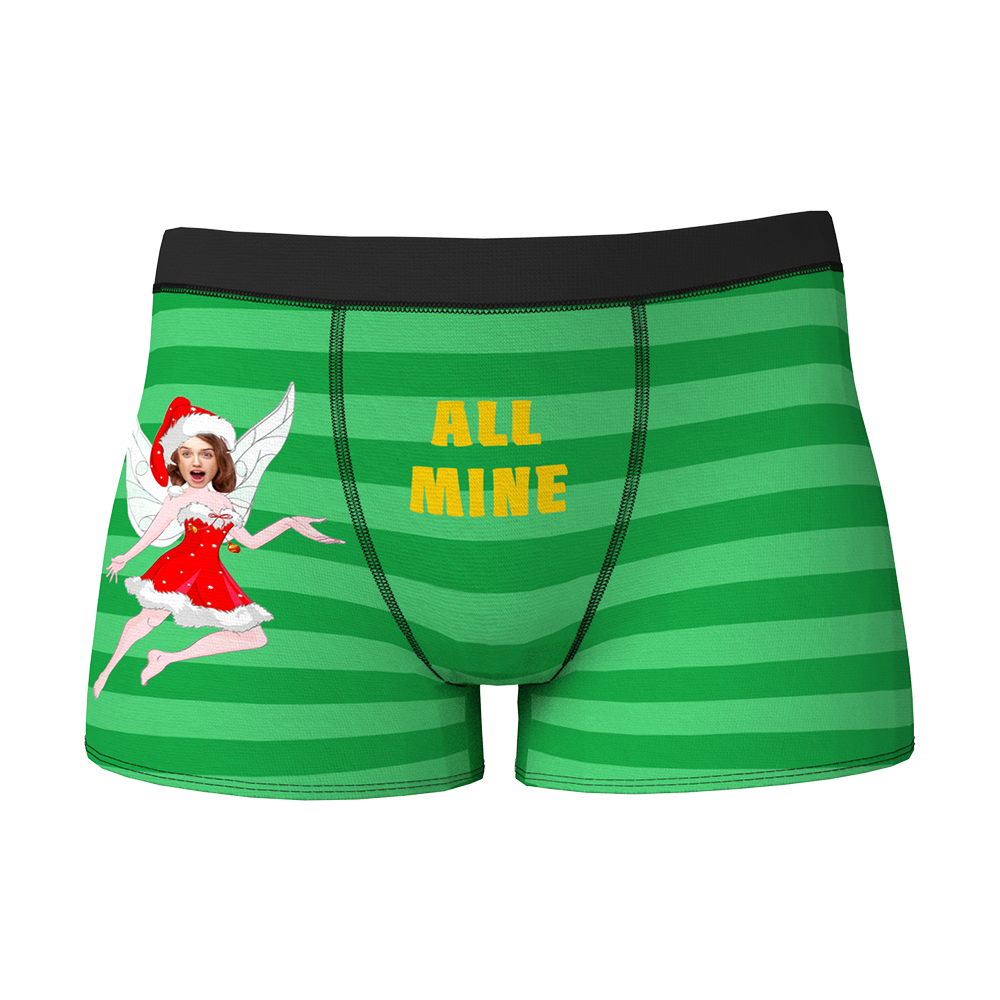 Custom Face Christmas Boxer, Cute Christmas Elf Boxer, Best Christmas Gift For Boyfriend