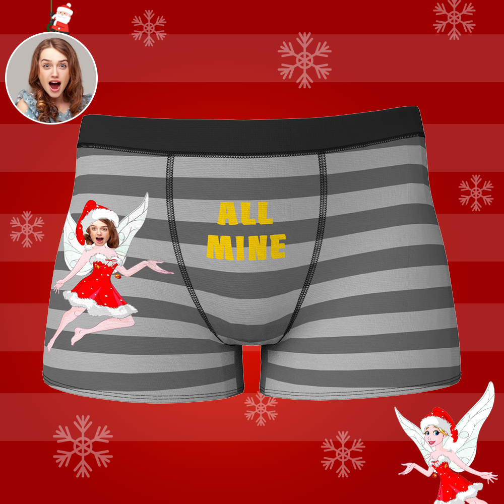 Custom Face Christmas Boxer, Cute Christmas Elf Boxer, Best Christmas Gift For Boyfriend