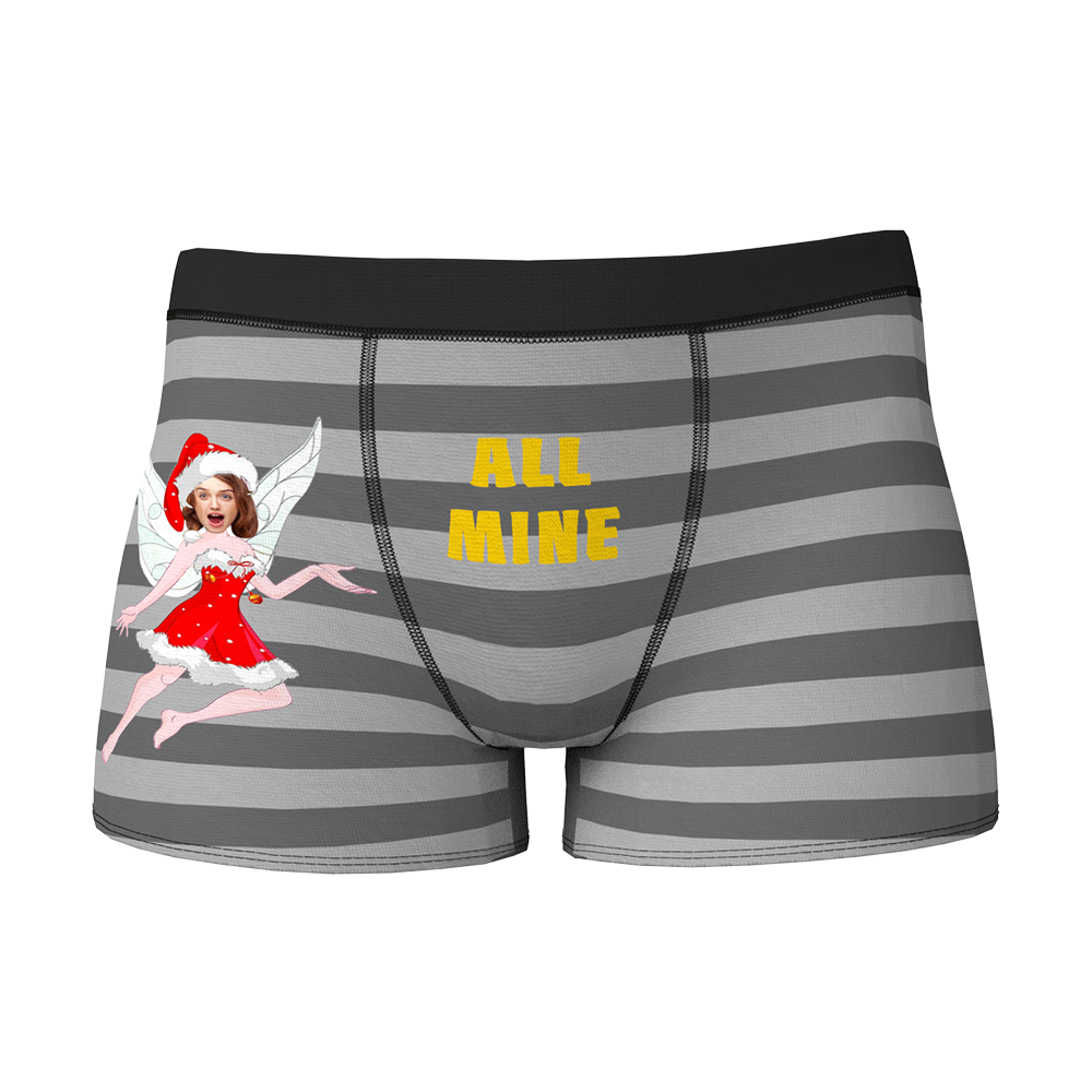 Custom Face Christmas Boxer, Cute Christmas Elf Boxer, Best Christmas Gift For Boyfriend