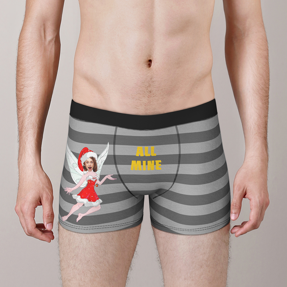 Custom Face Christmas Boxer, Cute Christmas Elf Boxer, Best Christmas Gift For Boyfriend