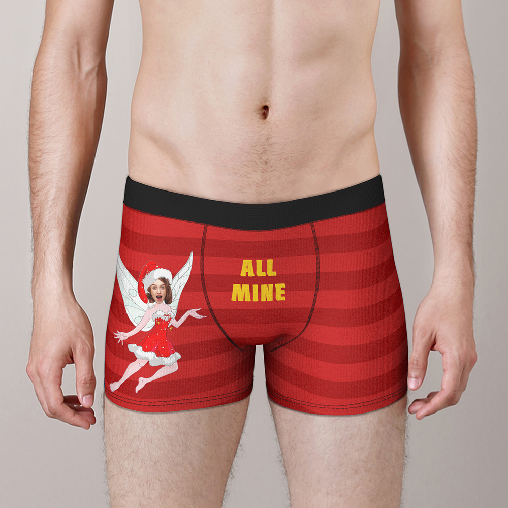 Custom Face Christmas Boxer, Cute Christmas Elf Boxer, Best Christmas Gift For Boyfriend