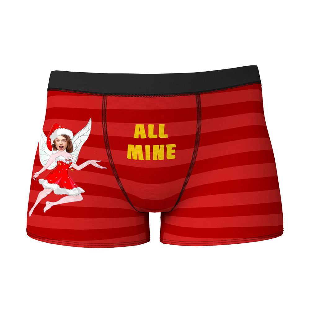Custom Face Christmas Boxer, Cute Christmas Elf Boxer, Best Christmas Gift For Boyfriend