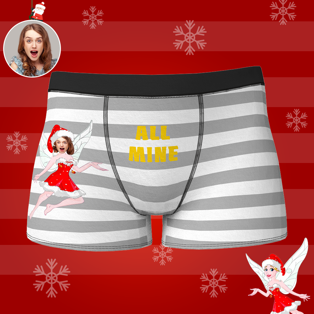 Custom Face Christmas Boxer, Cute Christmas Elf Boxer, Best Christmas Gift For Boyfriend