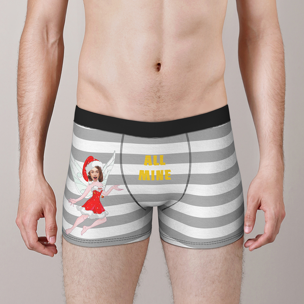 Custom Face Christmas Boxer, Cute Christmas Elf Boxer, Best Christmas Gift For Boyfriend