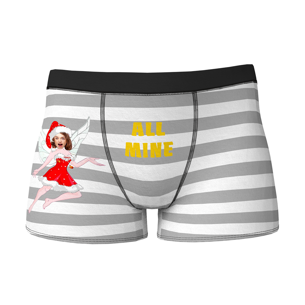 Custom Face Christmas Boxer, Cute Christmas Elf Boxer, Best Christmas Gift For Boyfriend