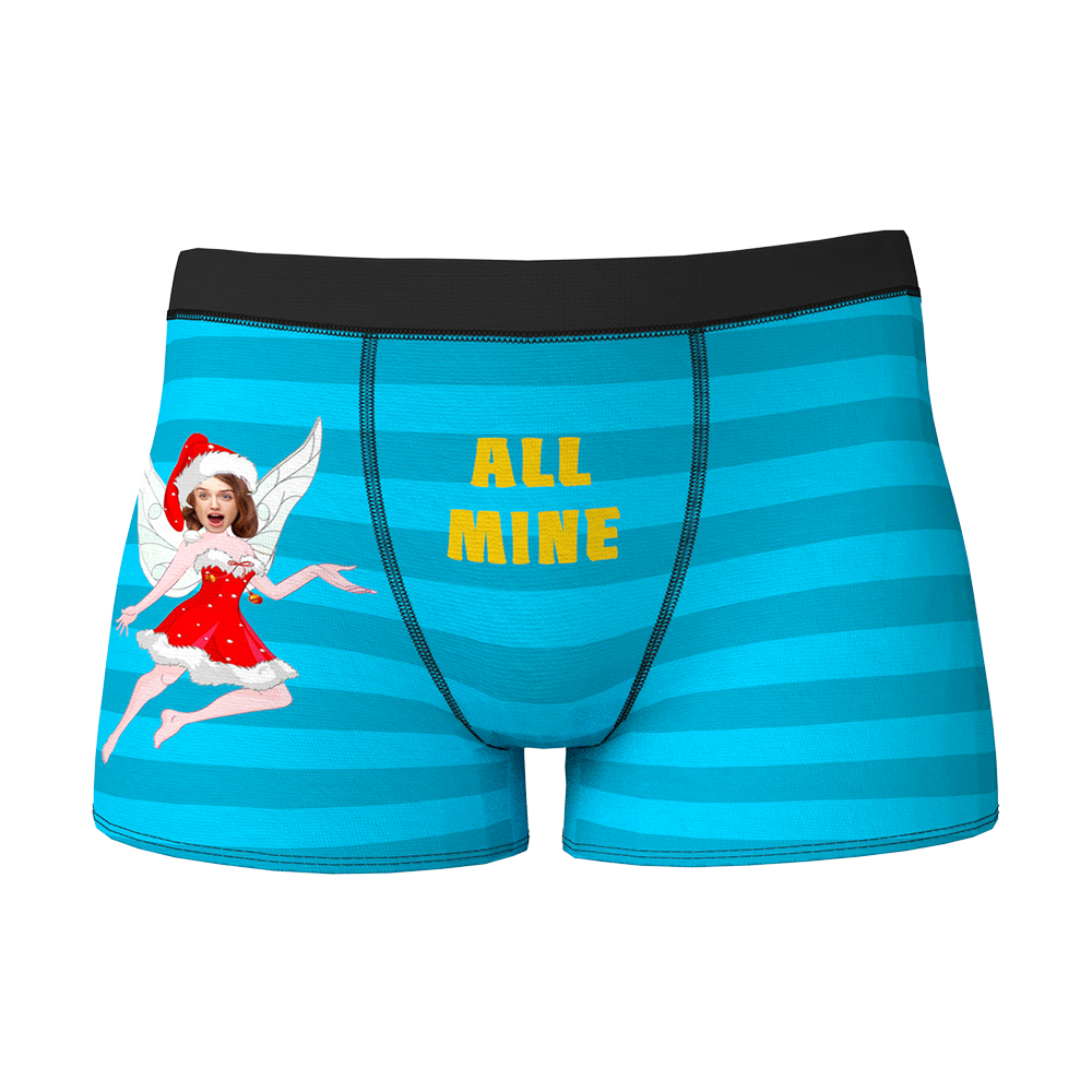 Custom Face Christmas Boxer, Cute Christmas Elf Boxer, Best Christmas Gift For Boyfriend