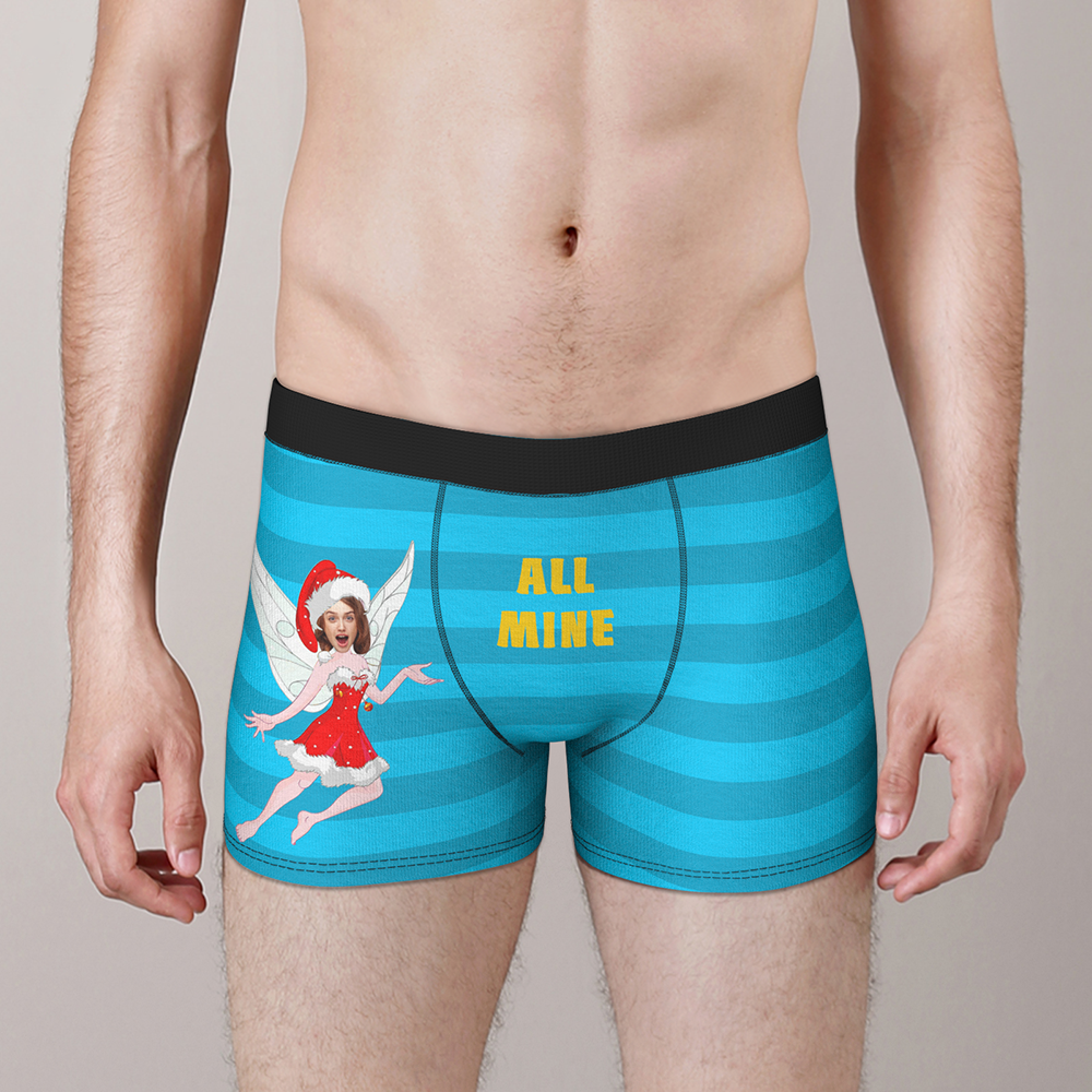 Custom Face Christmas Boxer, Cute Christmas Elf Boxer, Best Christmas Gift For Boyfriend