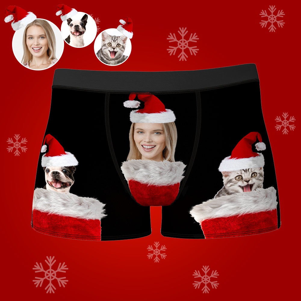 Custom Face Christmas Boxer, Funny Christmas lights Boxer, Best Christmas Gift For Boyfriend