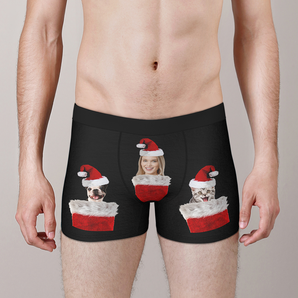 Custom Face Christmas Boxer, Funny Christmas lights Boxer, Best Christmas Gift For Boyfriend