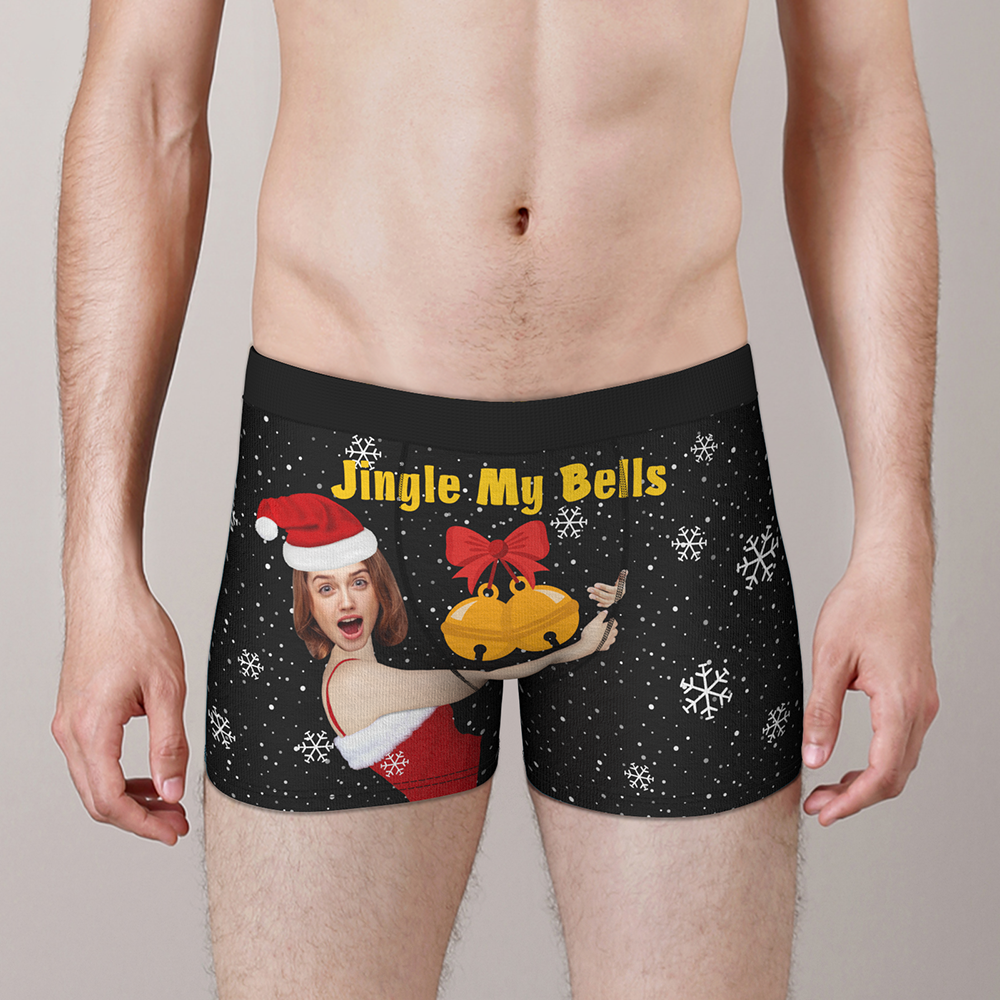 Custom Face Christmas Boxer, Funny Jingle My Bells Boxer, Best Christmas Gift For Boyfriend