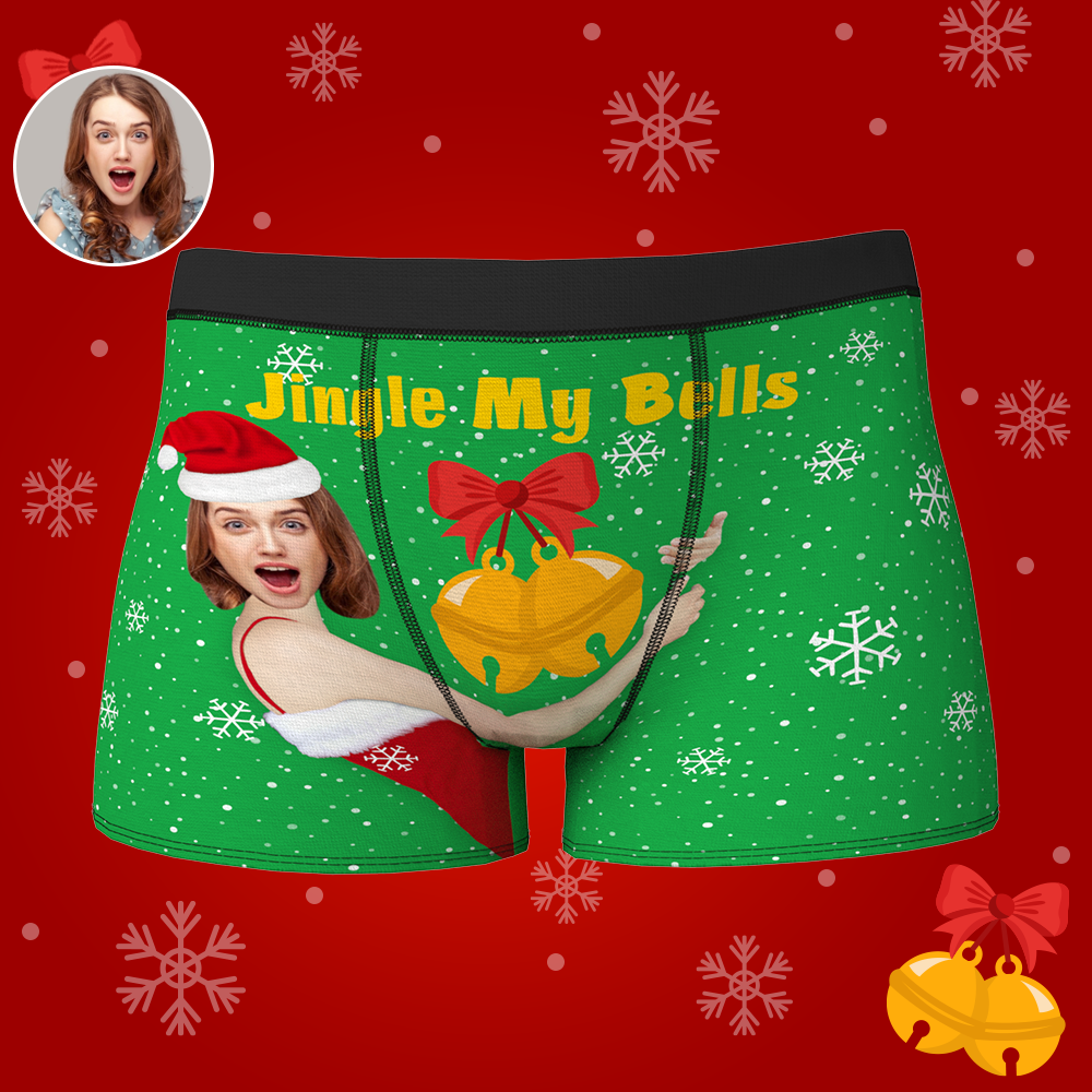 Custom Face Christmas Boxer, Funny Jingle My Bells Boxer, Best Christmas Gift For Boyfriend