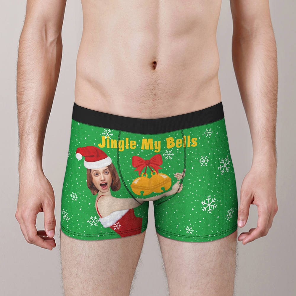 Custom Face Christmas Boxer, Funny Jingle My Bells Boxer, Best Christmas Gift For Boyfriend