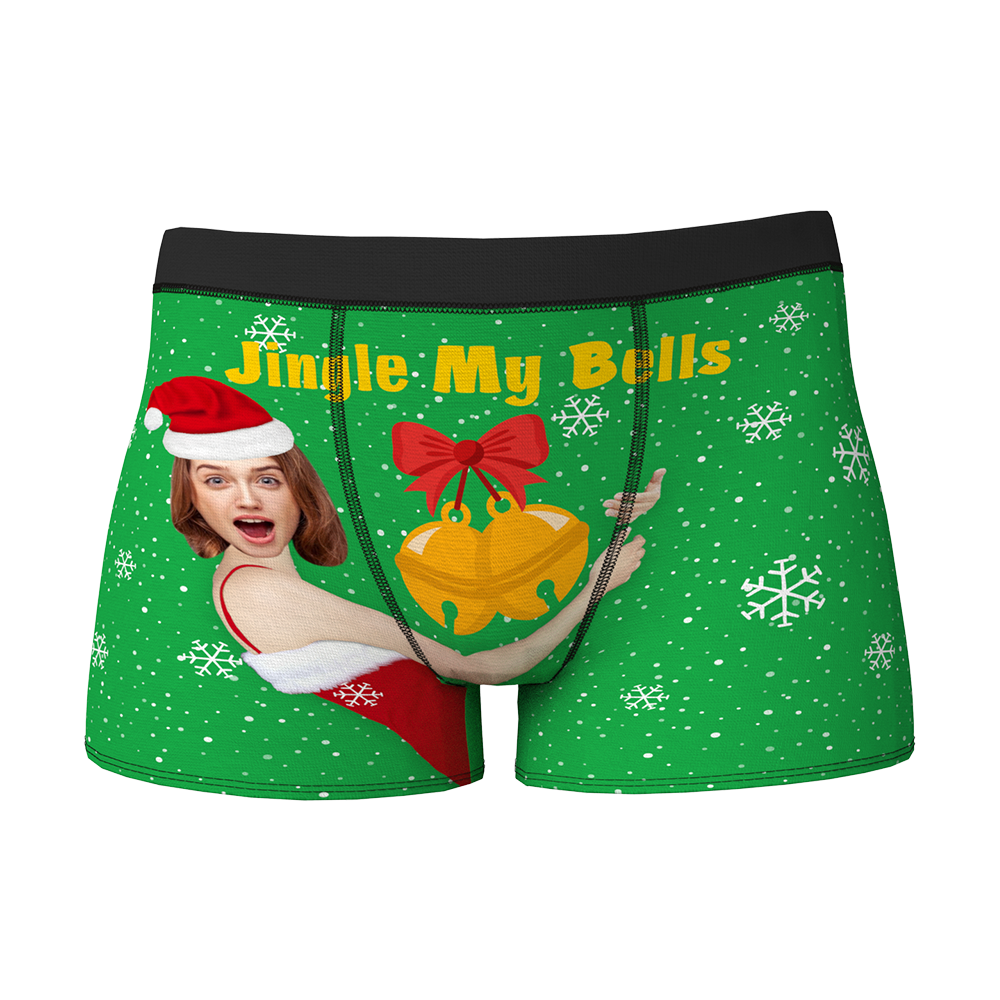 Custom Face Christmas Boxer, Funny Jingle My Bells Boxer, Best Christmas Gift For Boyfriend