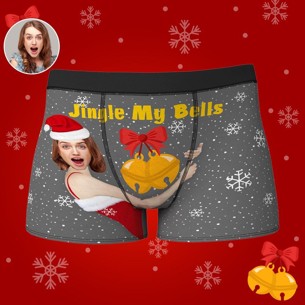 Custom Face Christmas Boxer, Funny Jingle My Bells Boxer, Best Christmas Gift For Boyfriend