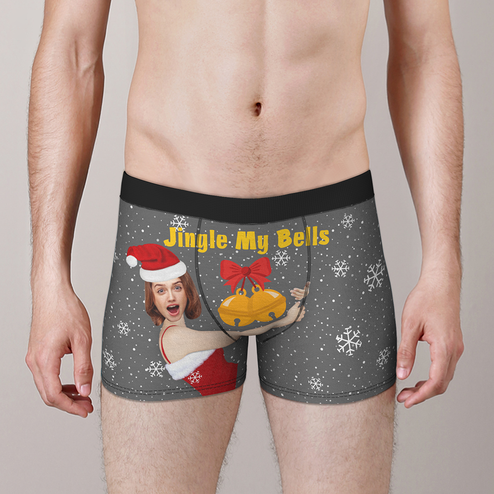 Custom Face Christmas Boxer, Funny Jingle My Bells Boxer, Best Christmas Gift For Boyfriend