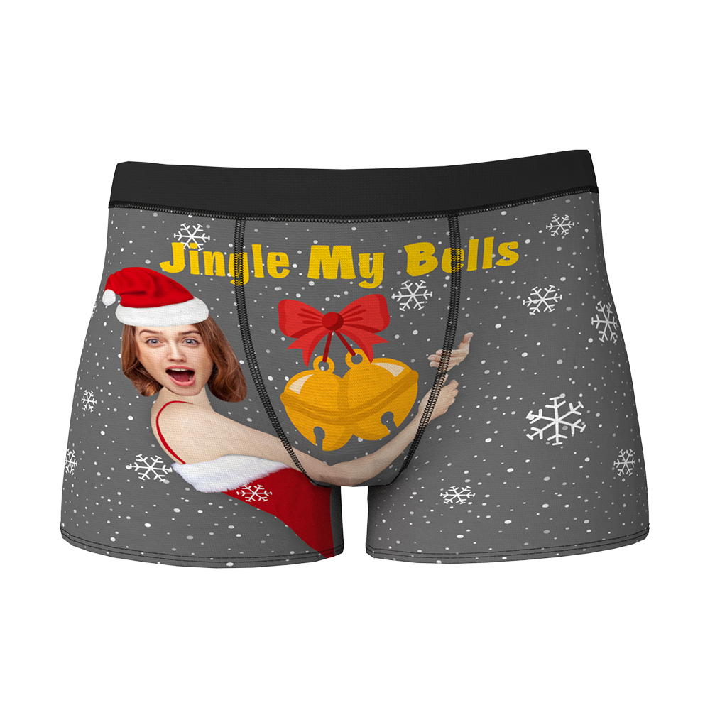 Custom Face Christmas Boxer, Funny Jingle My Bells Boxer, Best Christmas Gift For Boyfriend