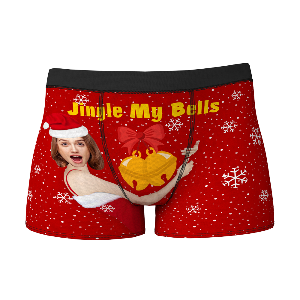 Custom Face Christmas Boxer, Funny Jingle My Bells Boxer, Best Christmas Gift For Boyfriend