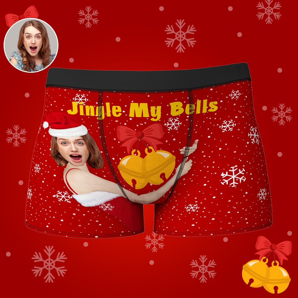 Custom Face Christmas Boxer, Funny Jingle My Bells Boxer, Best Christmas Gift For Boyfriend