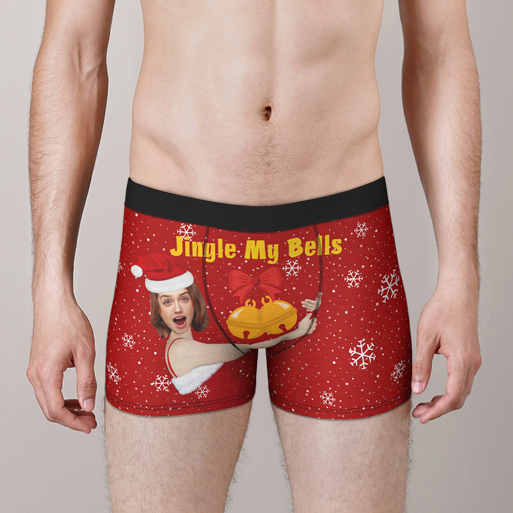 Custom Face Christmas Boxer, Funny Jingle My Bells Boxer, Best Christmas Gift For Boyfriend