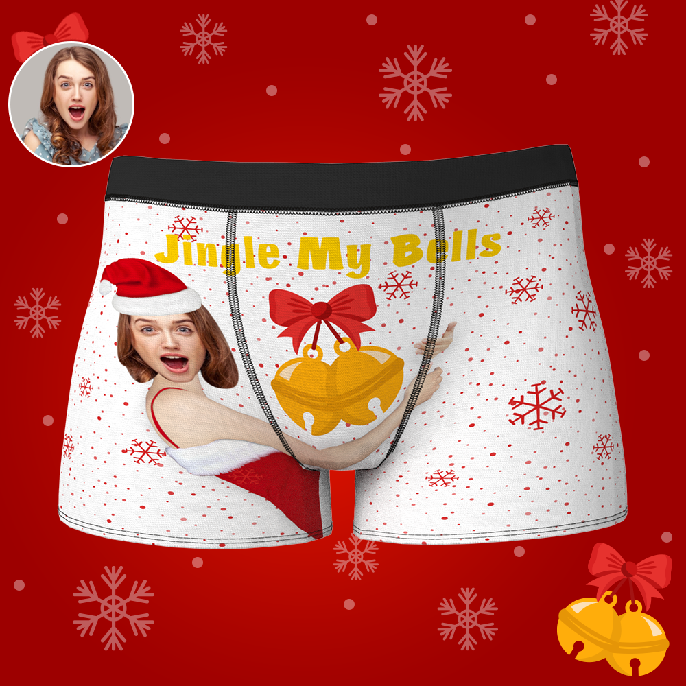Custom Face Christmas Boxer, Funny Jingle My Bells Boxer, Best Christmas Gift For Boyfriend