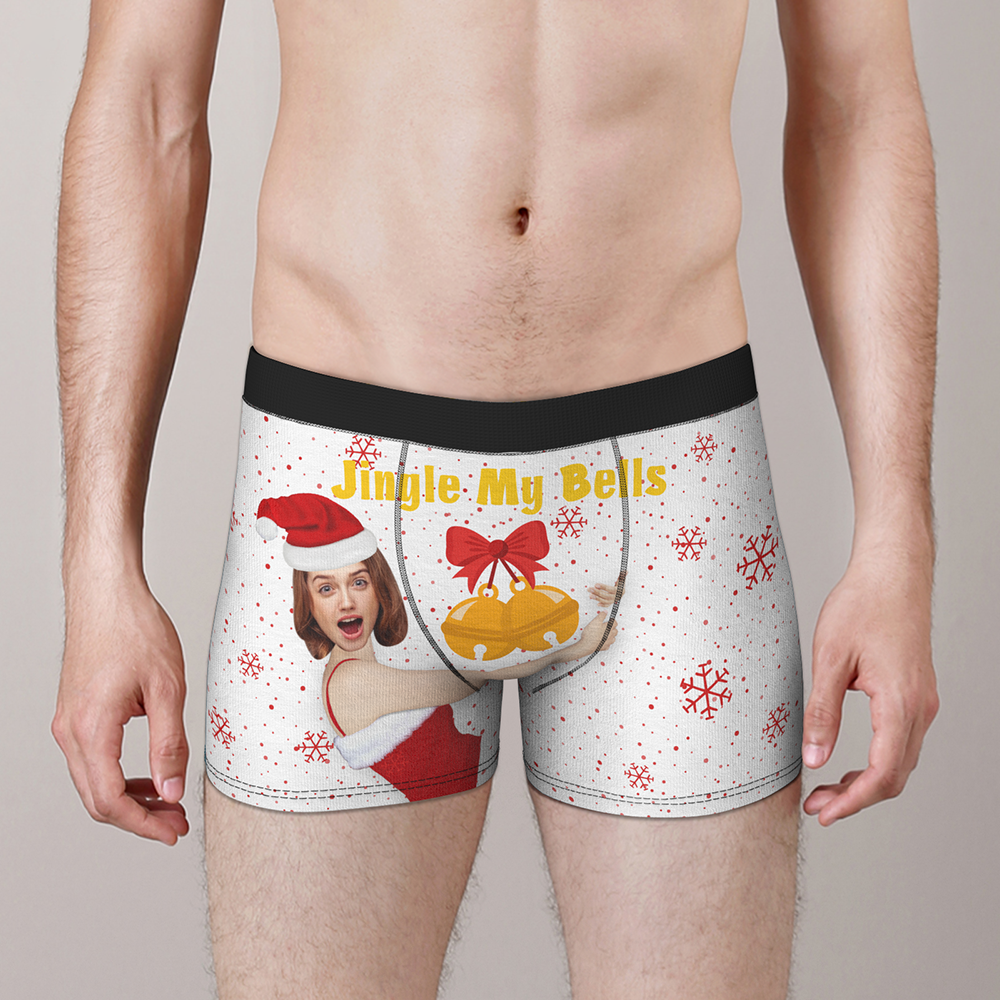 Custom Face Christmas Boxer, Funny Jingle My Bells Boxer, Best Christmas Gift For Boyfriend